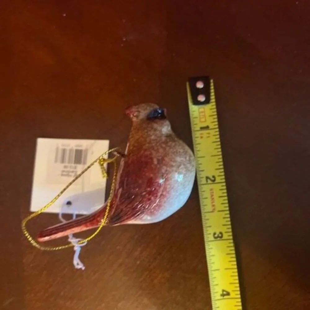 Set Of 3 Gallerie II Cardinal Bird Hanging Christmas Ornaments With Gold String‎